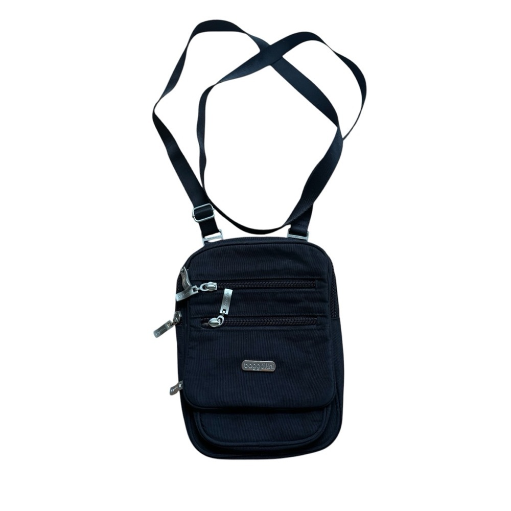 Baggallini Black Crossbody Bag Purse Far And Wide RFID Small Pockets Travel